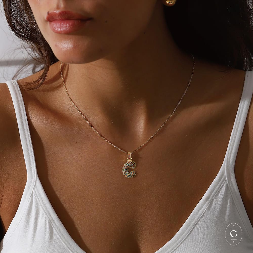 Rainbow Bubble Letter Necklace