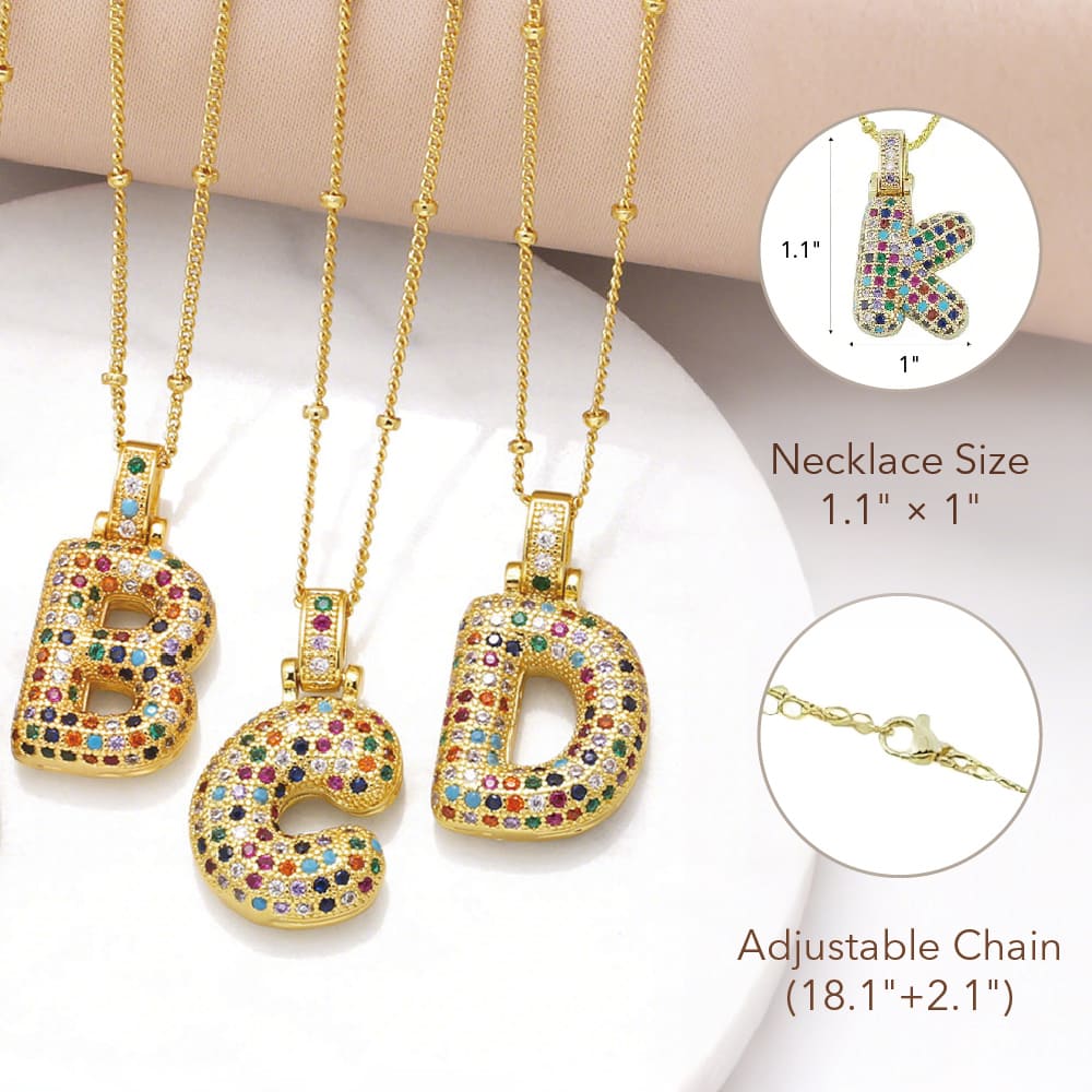 Rainbow Bubble Letter Necklace