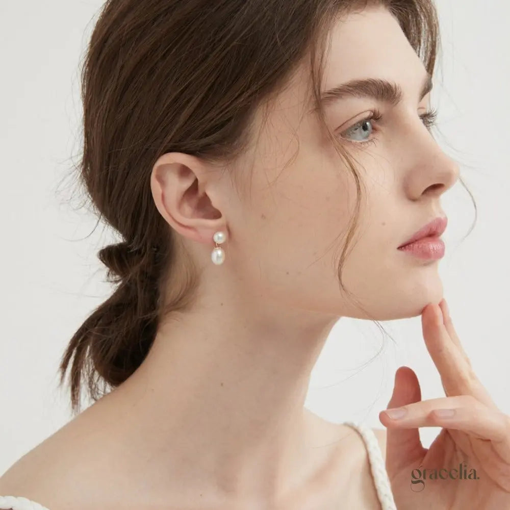 Oceane Double Pearl Drop Earrings