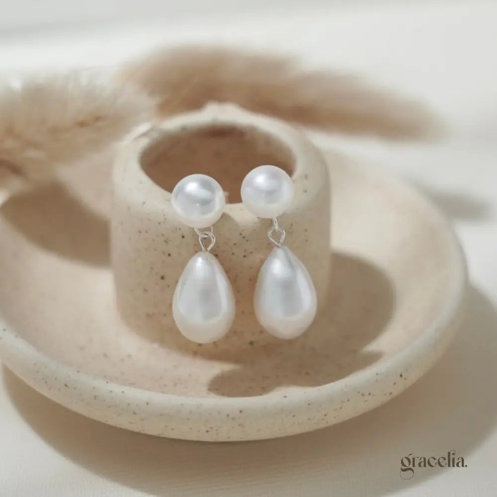 Oceane Double Pearl Drop Earrings