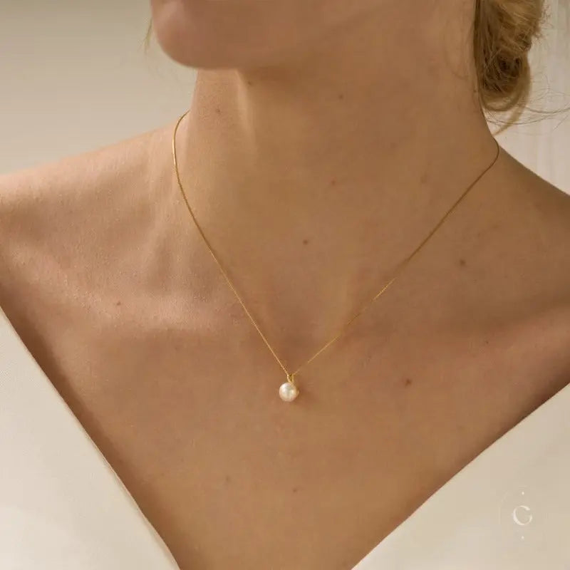 Marina Dainty Pearl Necklace Gracelia Jewelry