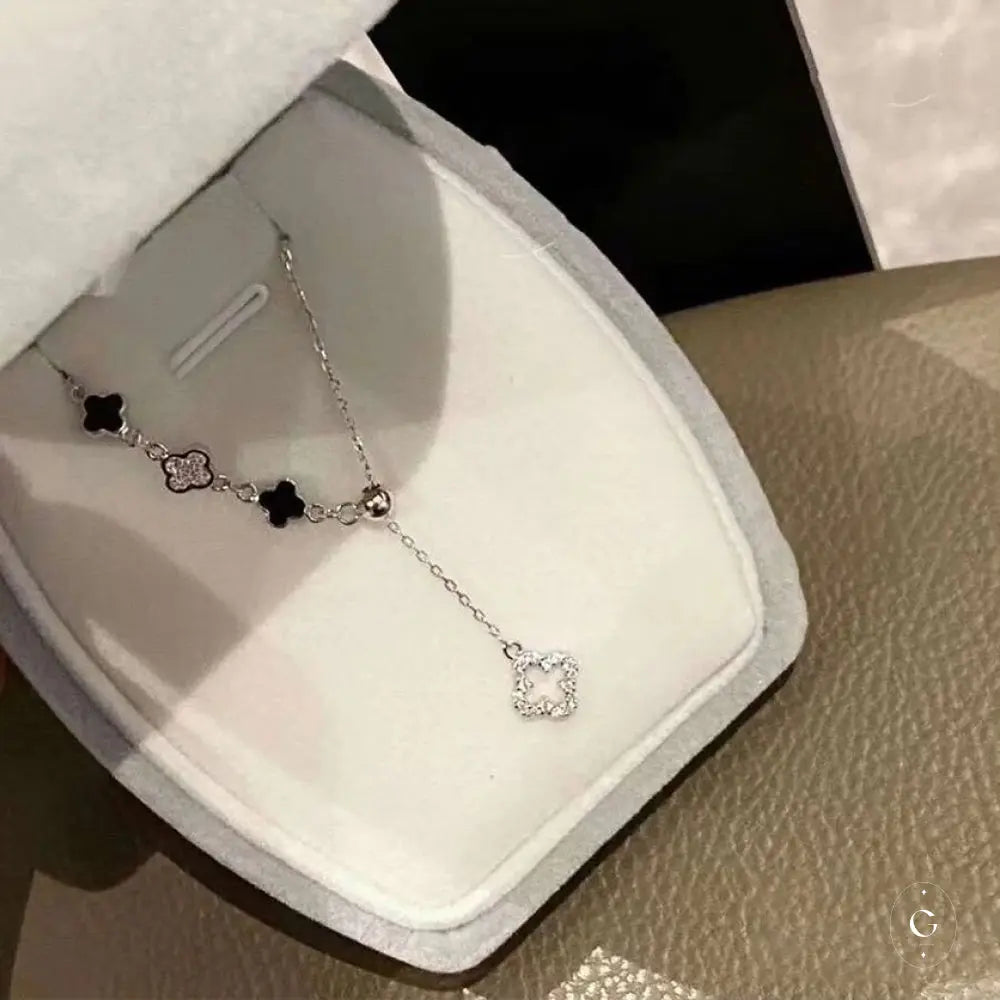 Luxe Silver Four Leaf Clover Necklace
