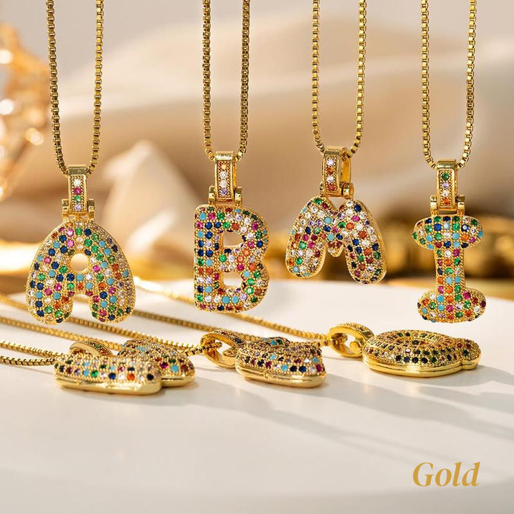 Rainbow Bubble Letter Necklace