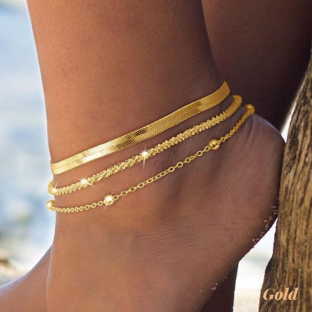 Tidal Grace Dainty Anklet Stack