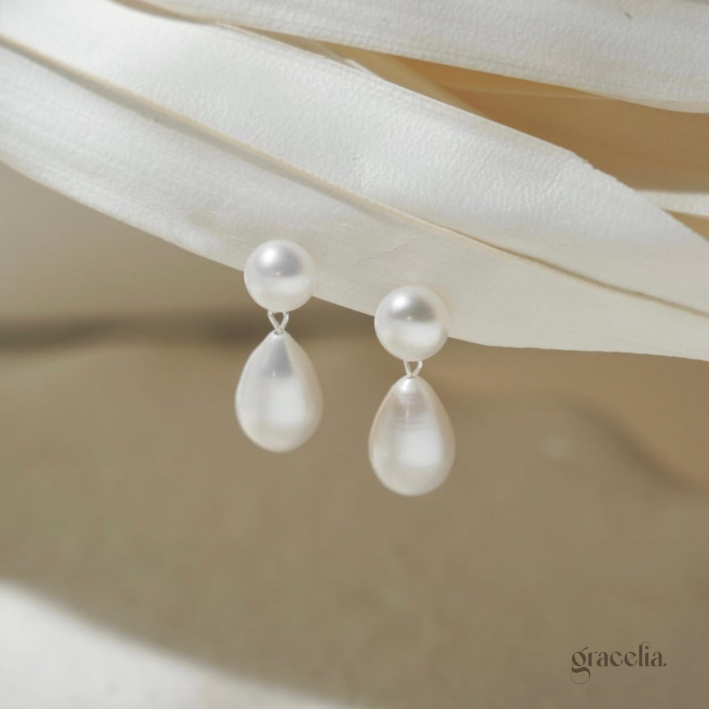 Oceane Double Pearl Drop Earrings