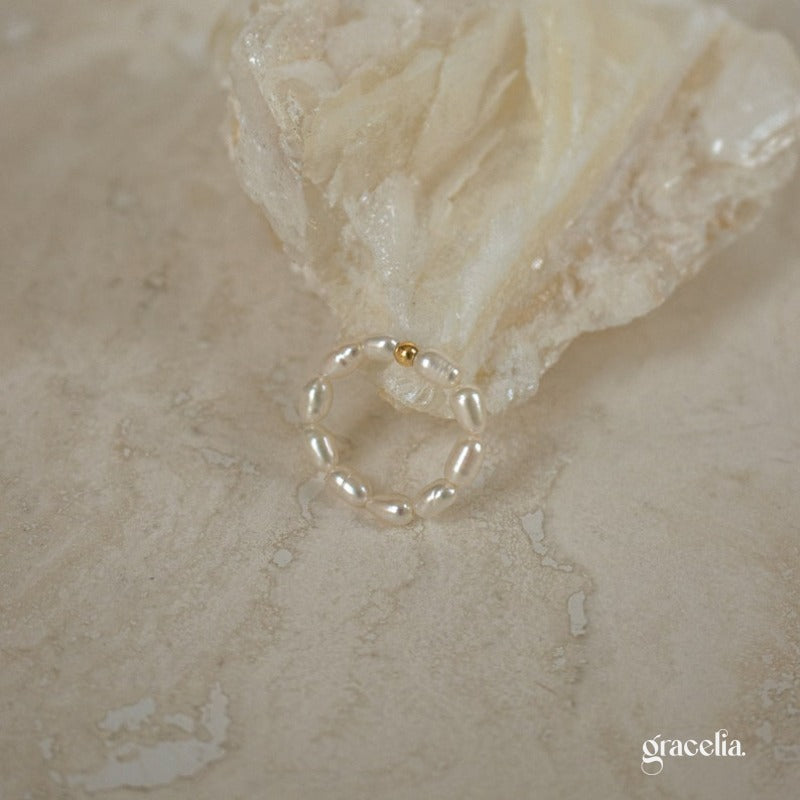 Aura Dainty Pearl Beaded Ring