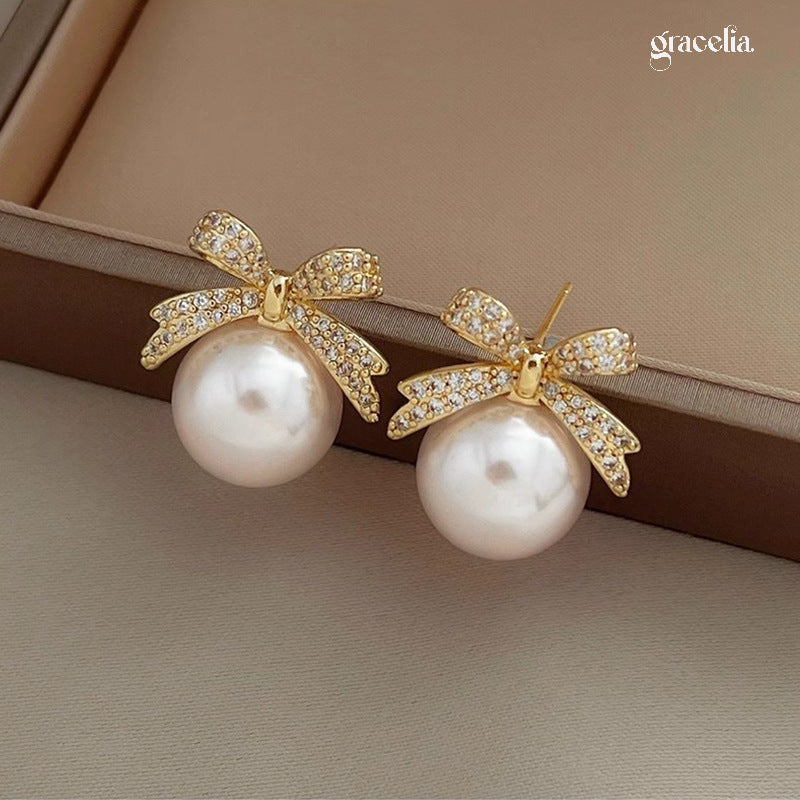 Glistening Butterfly Pearl Stud Earrings