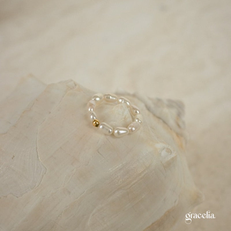 Aura Dainty Pearl Beaded Ring