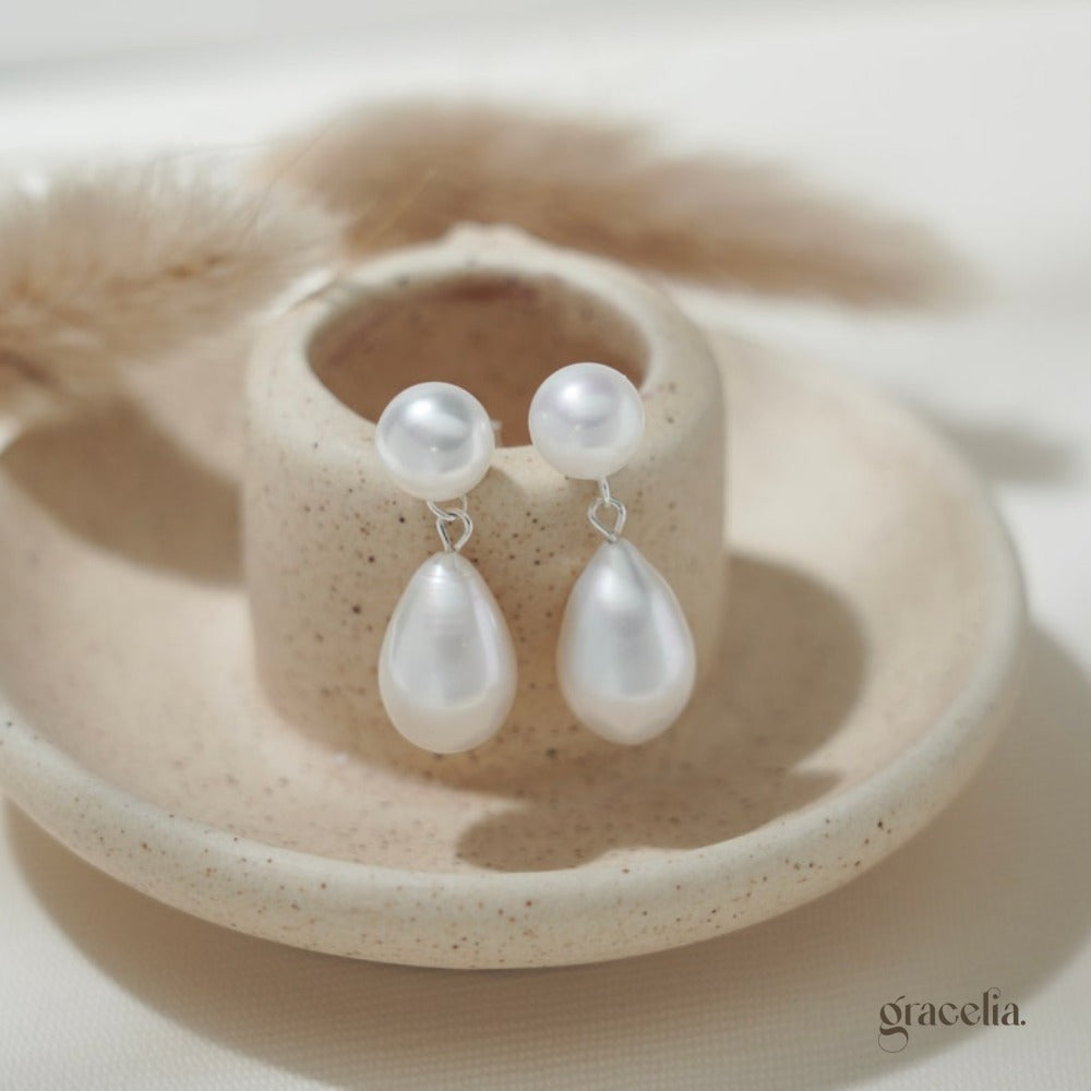 Oceane Double Pearl Drop Earrings