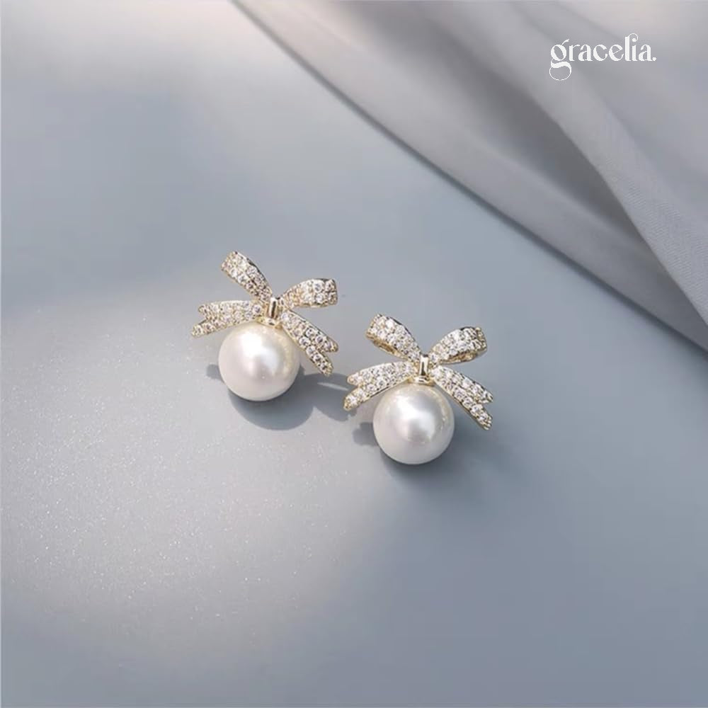 Glistening Butterfly Pearl Stud Earrings