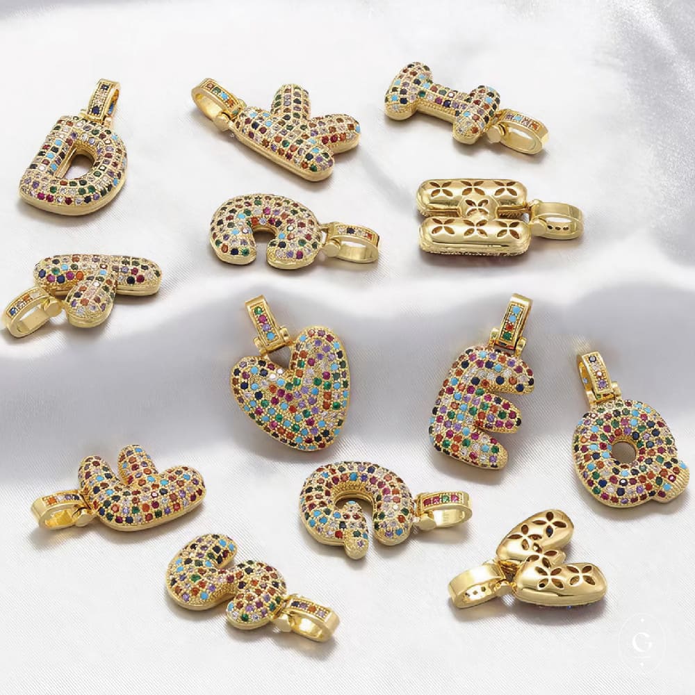 Rainbow Bubble Letter Necklace