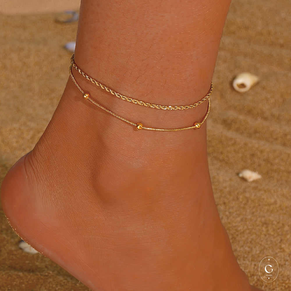 Tidal Grace Dainty Anklet Stack