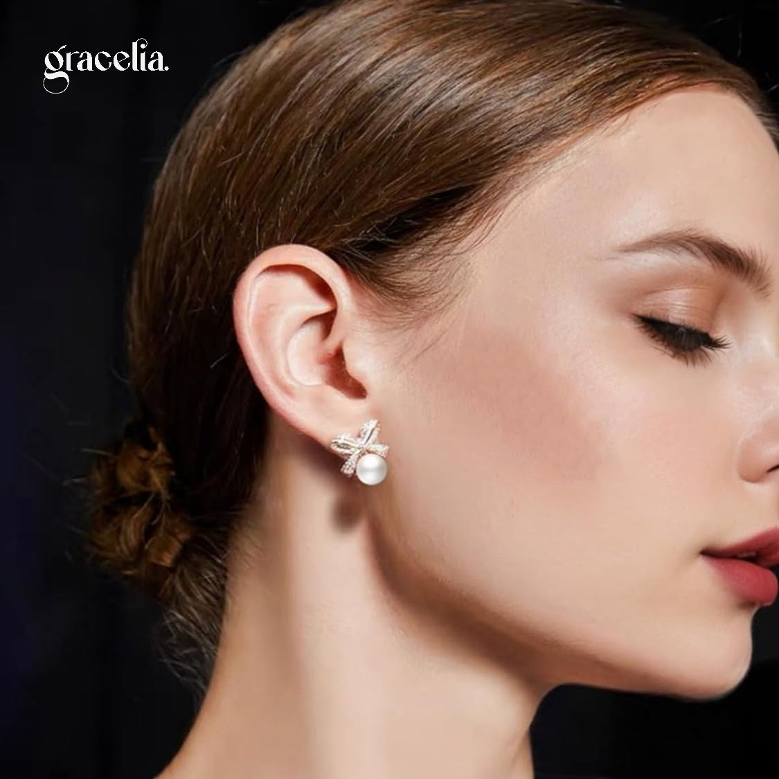 Glistening Butterfly Pearl Stud Earrings