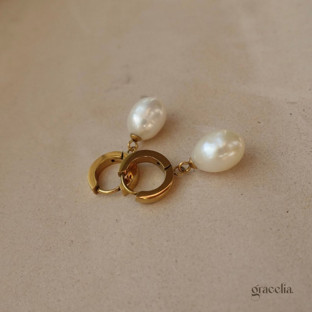 Afterglow Freshwater Pearl Hoop Earrings