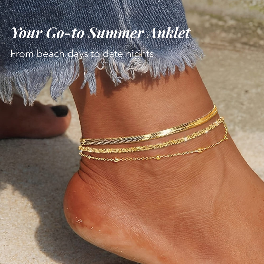 Tidal Grace Dainty Anklet Stack