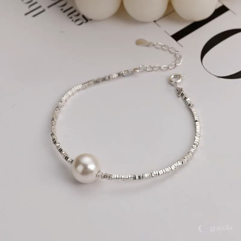 Everglow Dainty Silver Pearl Anklet