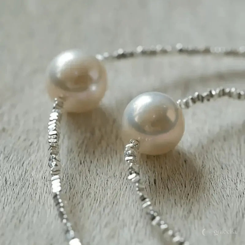 Everglow Dainty Silver Pearl Necklace