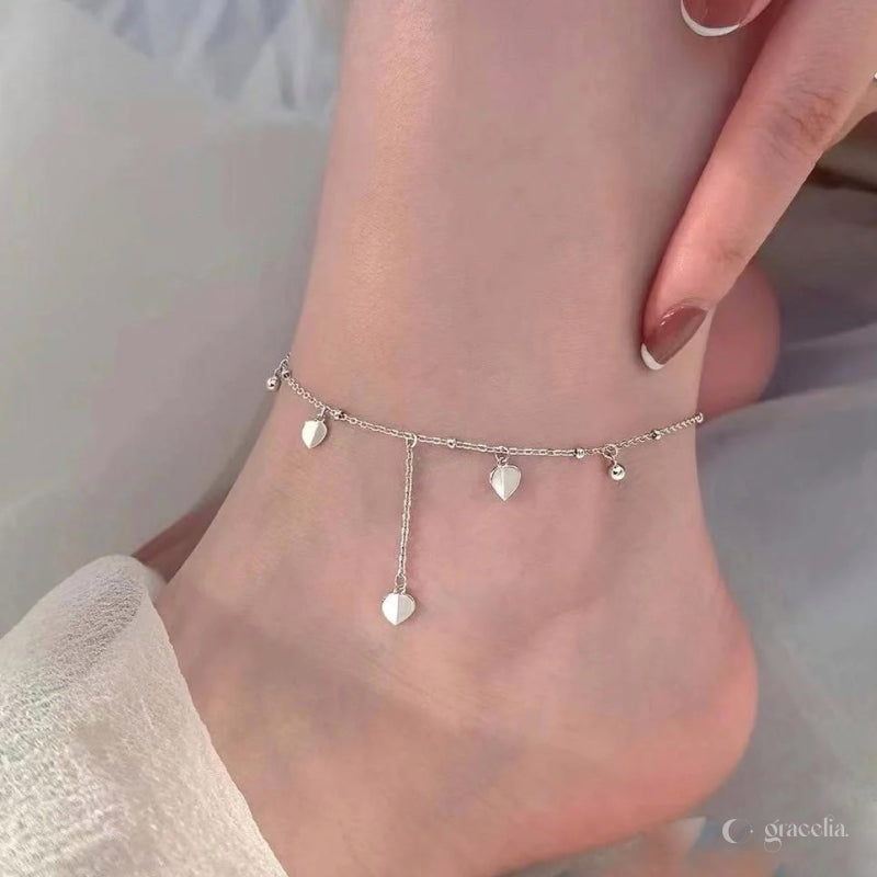 amour secret dainty heart sterling silver anklet