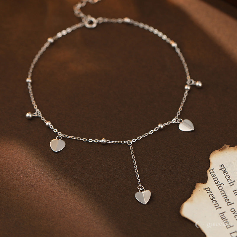 amour secret dainty heart sterling silver anklet