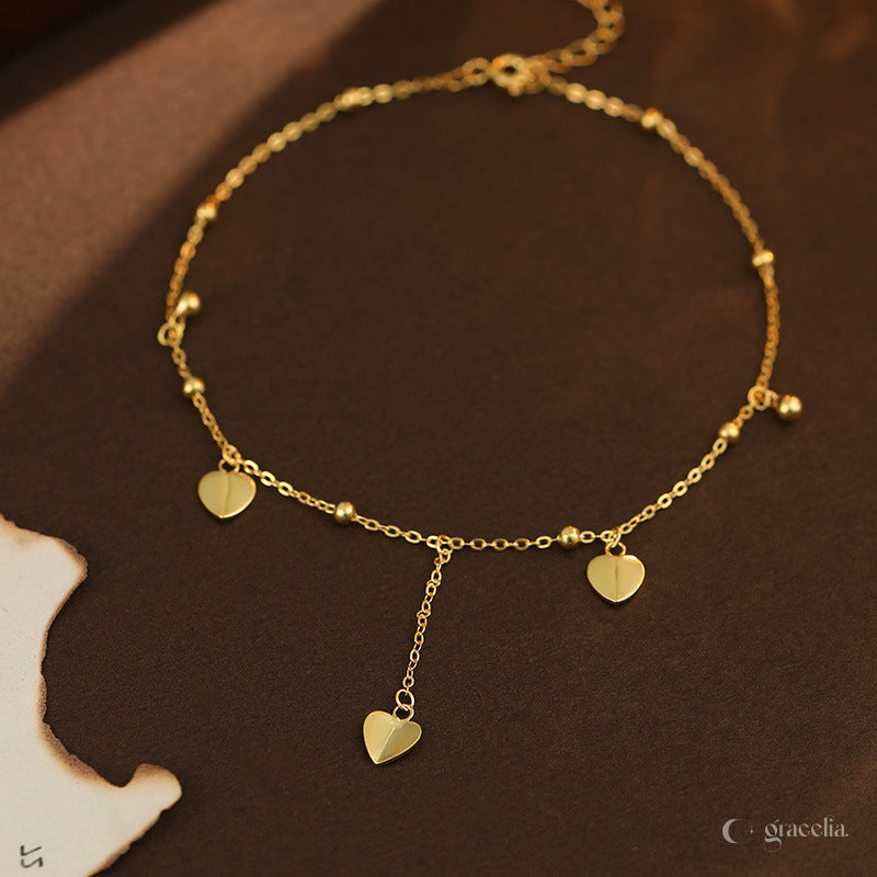 amour secret dainty heart gold anklet