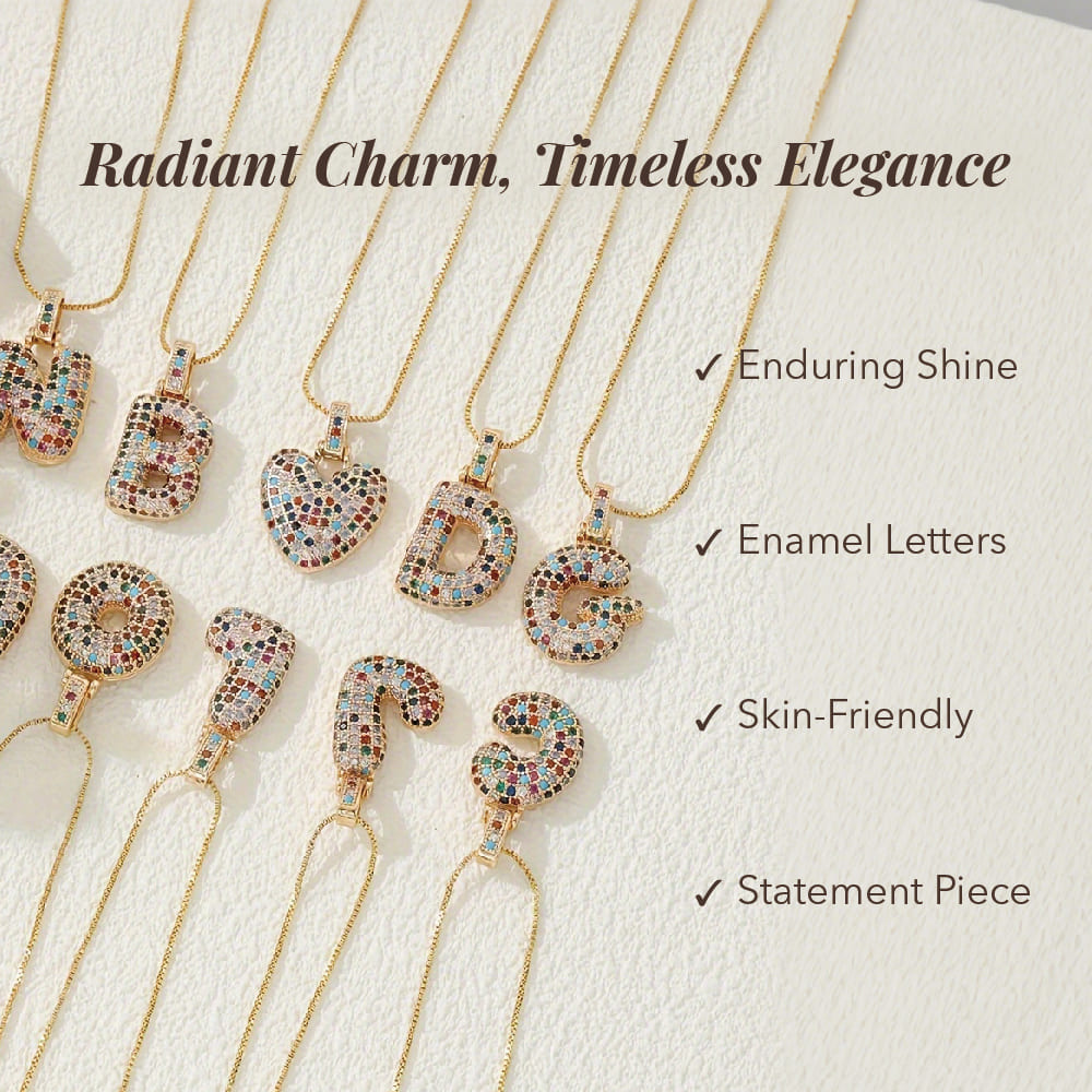 Rainbow Bubble Letter Necklace